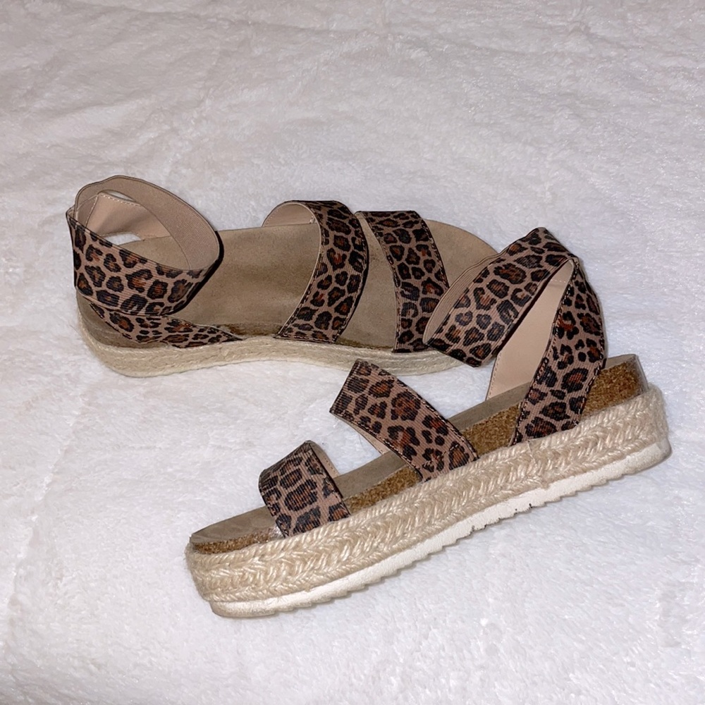 Cheetah print platform sandals